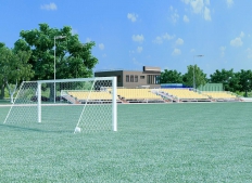 Stadium. Ländliche Besiedlung Fedoskino.