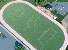 Stadium. Marfino. Fedoskino. Moskaw Region.